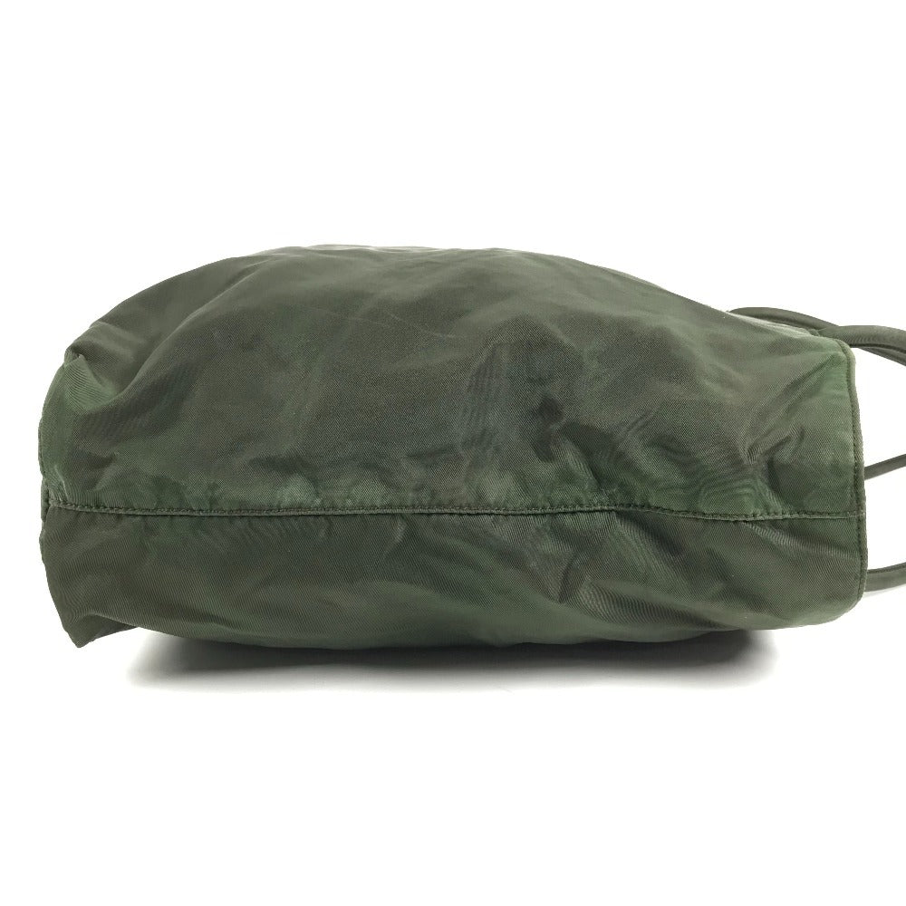 PRADA トライアングルロゴ 三角ロゴ プレート 肩掛け カバン トートバッグ ショルダーバッグ ナイロン ユニセックス カーキ