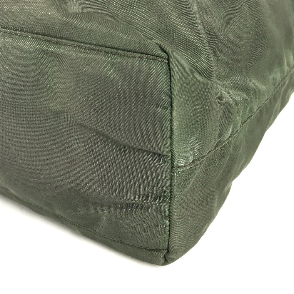 PRADA トライアングルロゴ 三角ロゴ プレート 肩掛け カバン トートバッグ ショルダーバッグ ナイロン ユニセックス カーキ