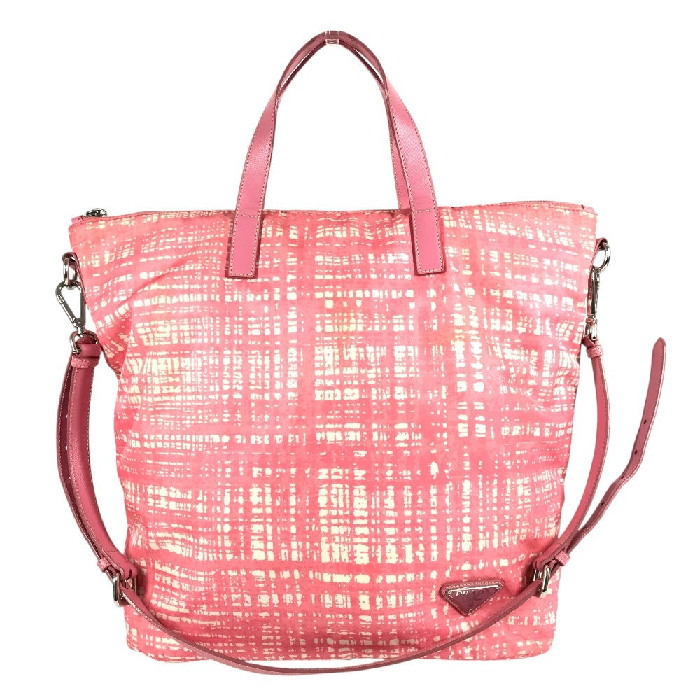 PRADA Triangle Logo Plate Bag Crossbody 2WAY Bag Tote Bag Shoulder Bag Nylon/Leather Unisex Pink