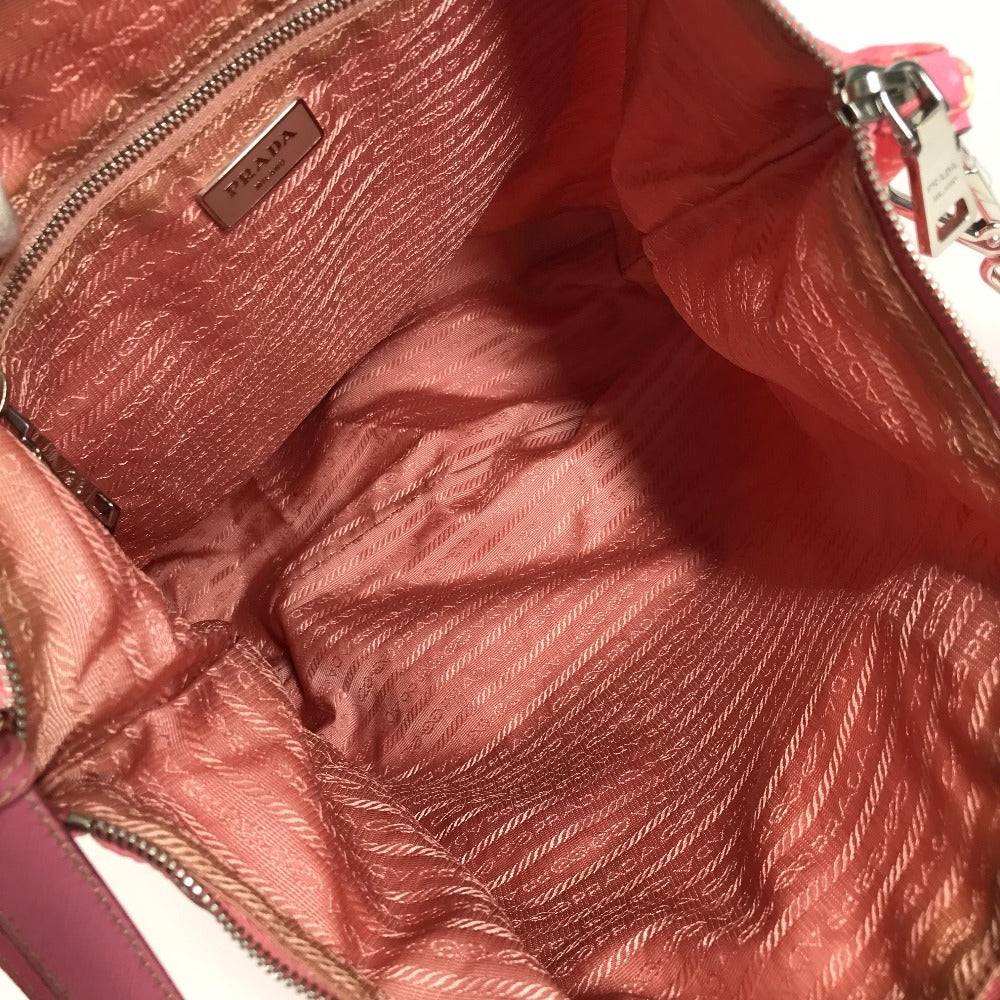 PRADA Triangle Logo Plate Bag Crossbody 2WAY Bag Tote Bag Shoulder Bag Nylon/Leather Unisex Pink
