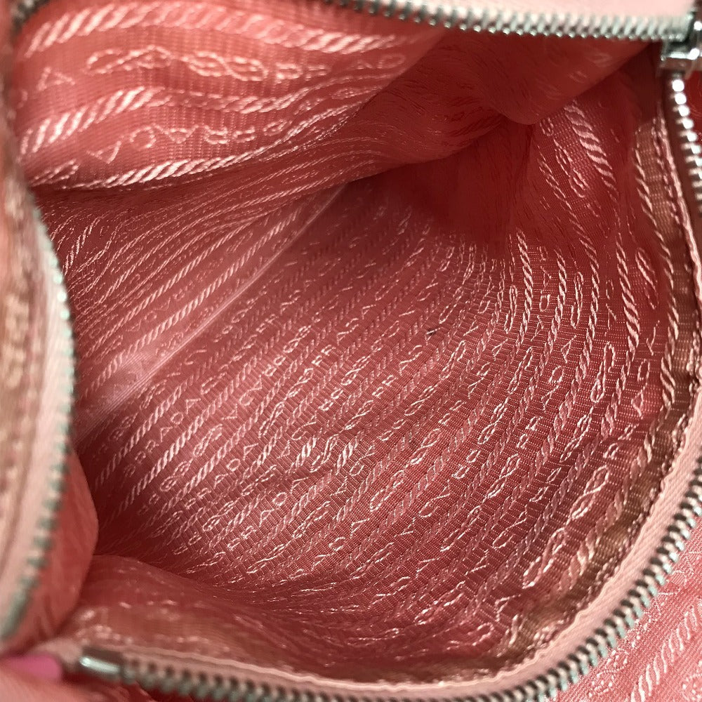 PRADA Triangle Logo Plate Bag Crossbody 2WAY Bag Tote Bag Shoulder Bag Nylon/Leather Unisex Pink