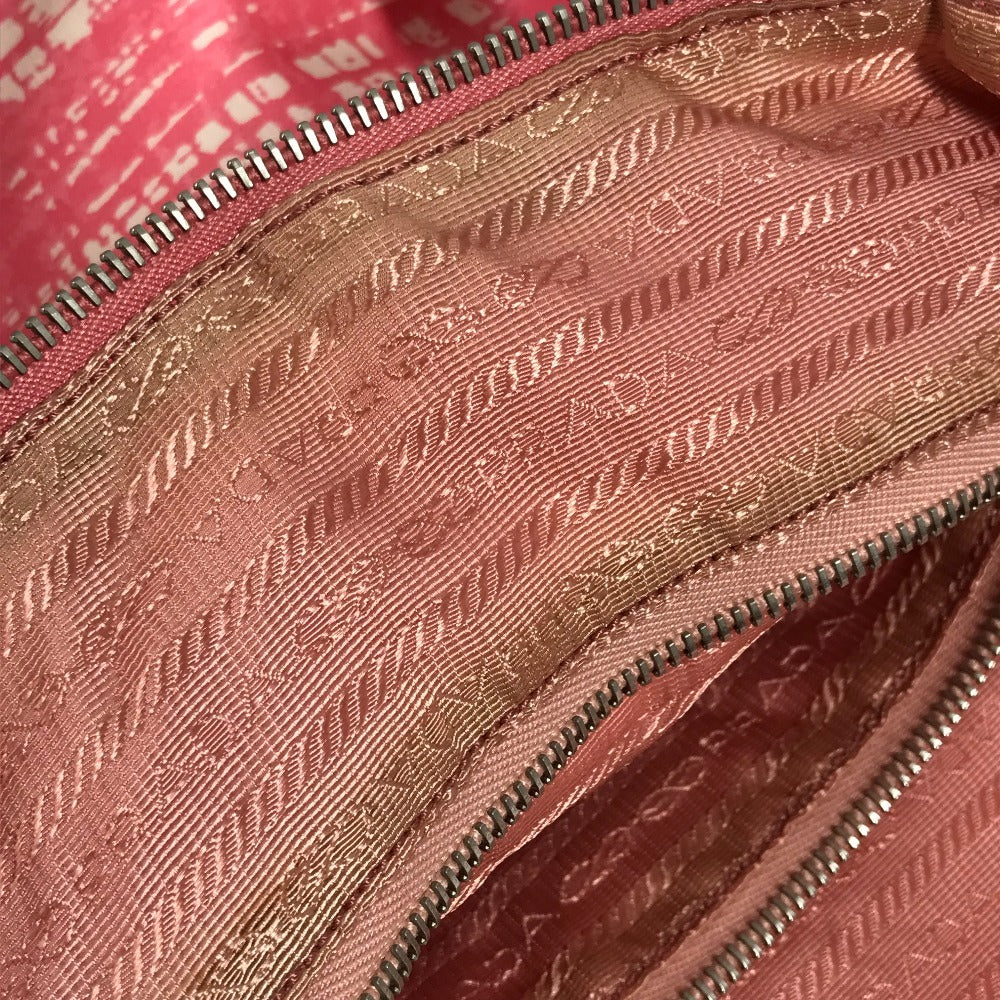 PRADA Triangle Logo Plate Bag Crossbody 2WAY Bag Tote Bag Shoulder Bag Nylon/Leather Unisex Pink
