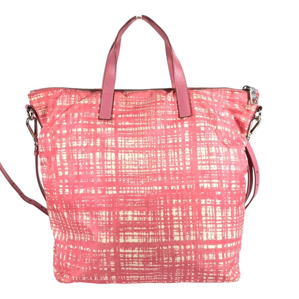 PRADA Triangle Logo Plate Bag Crossbody 2WAY Bag Tote Bag Shoulder Bag Nylon/Leather Unisex Pink