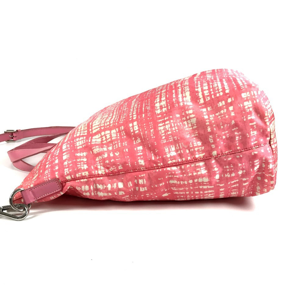 PRADA Triangle Logo Plate Bag Crossbody 2WAY Bag Tote Bag Shoulder Bag Nylon/Leather Unisex Pink