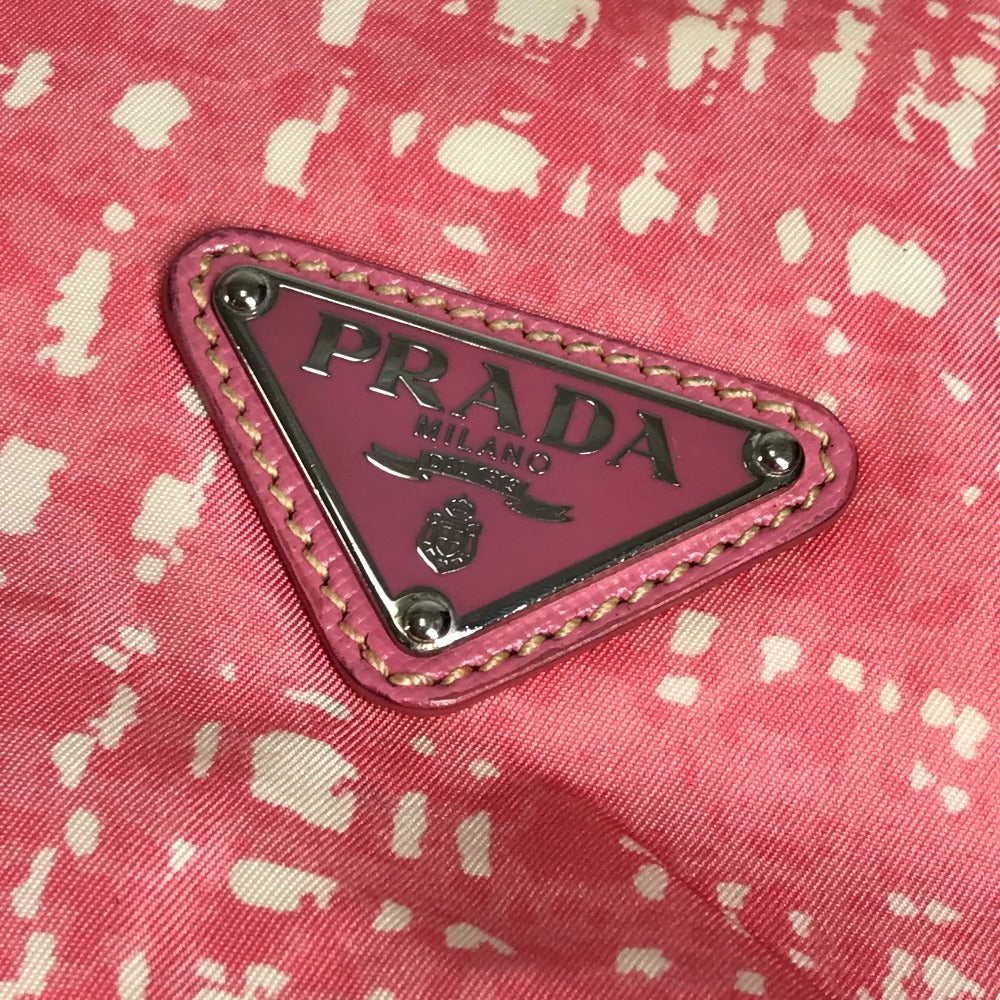 PRADA Triangle Logo Plate Bag Crossbody 2WAY Bag Tote Bag Shoulder Bag Nylon/Leather Unisex Pink
