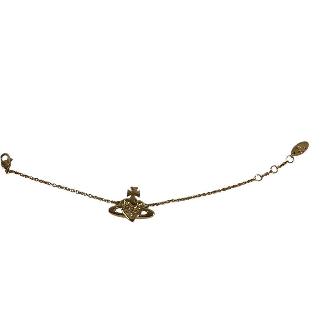 Vivienne Westwood Orb Logo Rhinestone Accessory Chain Bracelet Metal Unisex Gold