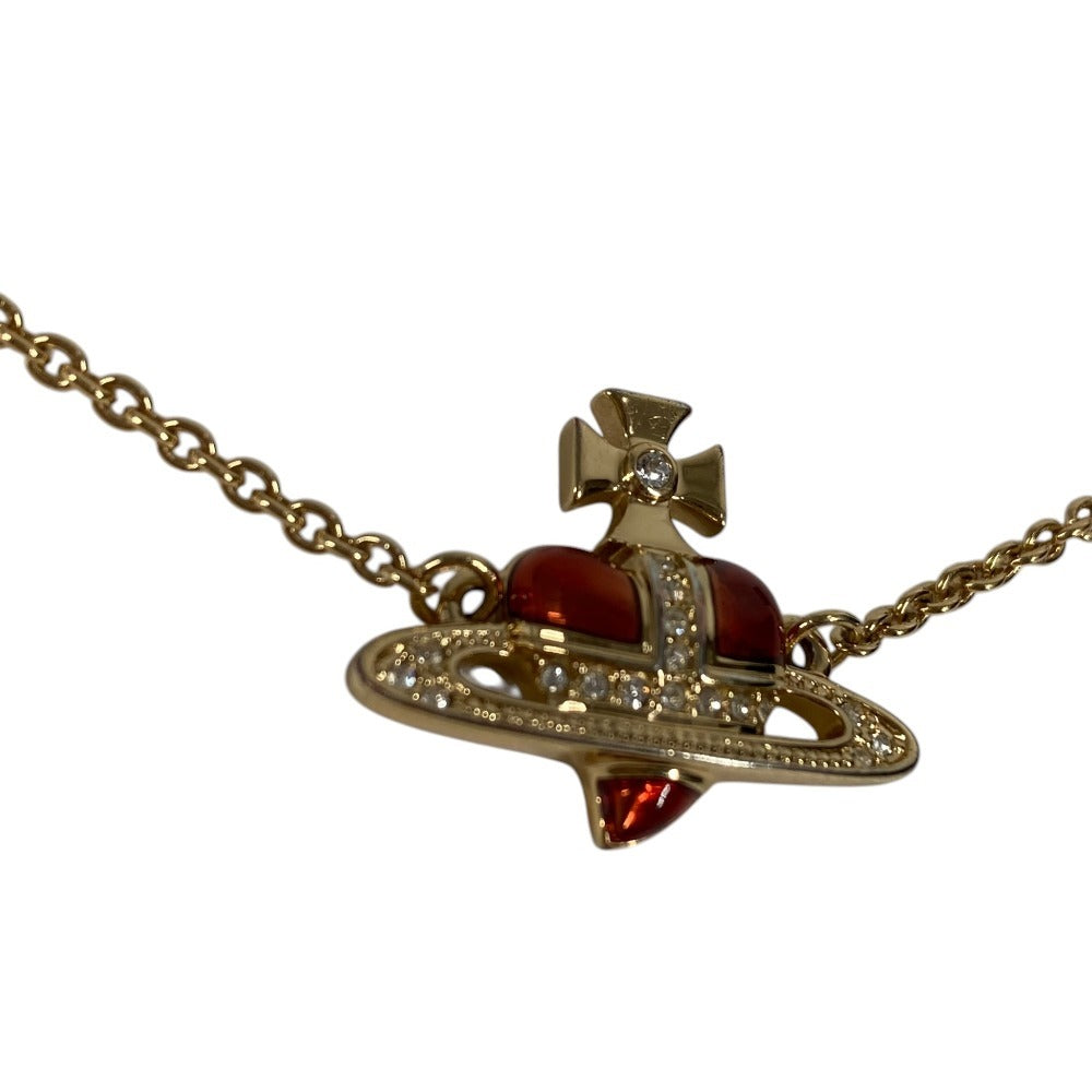 Vivienne Westwood Orb Logo Rhinestone Accessory Chain Bracelet Metal Unisex Gold