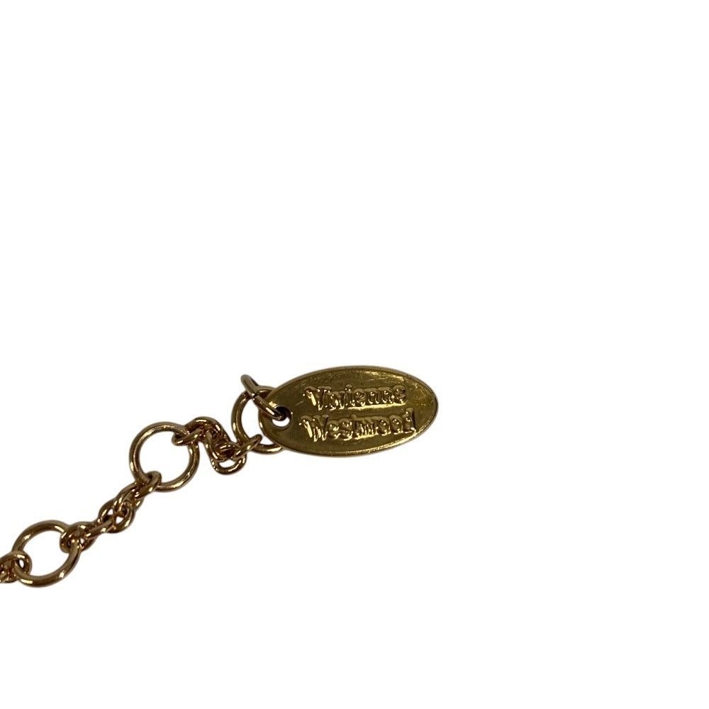 Vivienne Westwood Orb Logo Rhinestone Accessory Chain Bracelet Metal Unisex Gold