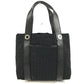 BVLGARI Logomania Pouch Tote Bag Handbag Leather/Canvas Unisex Black