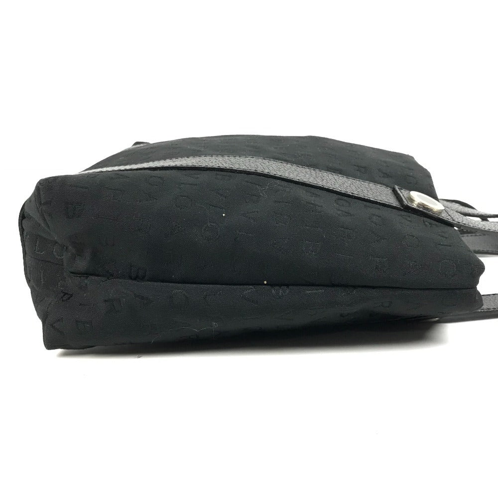 BVLGARI Logomania Pouch Tote Bag Handbag Leather/Canvas Unisex Black