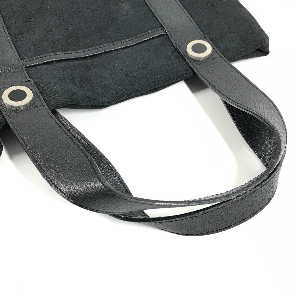 BVLGARI Logomania Pouch Tote Bag Handbag Leather/Canvas Unisex Black