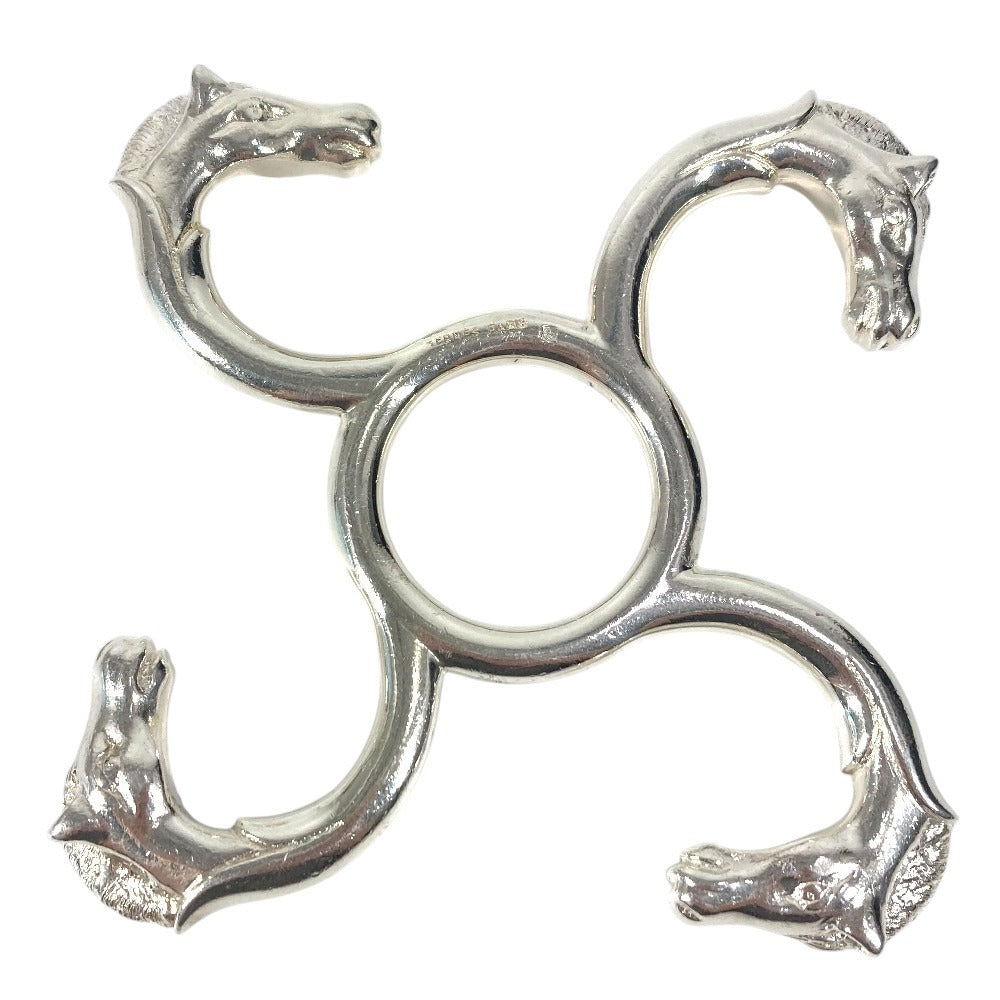 HERMES ホースヘッド シュバル 馬 コースター 鍋敷き インテリア オブジェ SV925 ユニセックス シルバー