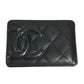 CHANEL A26725 カンボンライン CC ココマーク ロゴ パスケース 名刺入れ カードケース レザー レディース ブラック