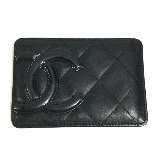 CHANEL A26725 カンボンライン CC ココマーク ロゴ パスケース 名刺入れ カードケース レザー レディース ブラック