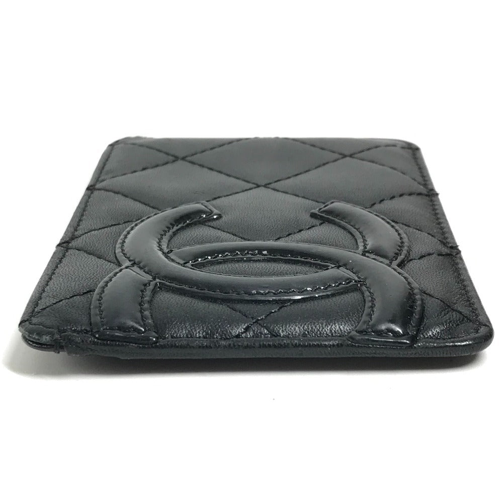 CHANEL A26725 カンボンライン CC ココマーク ロゴ パスケース 名刺入れ カードケース レザー レディース ブラック