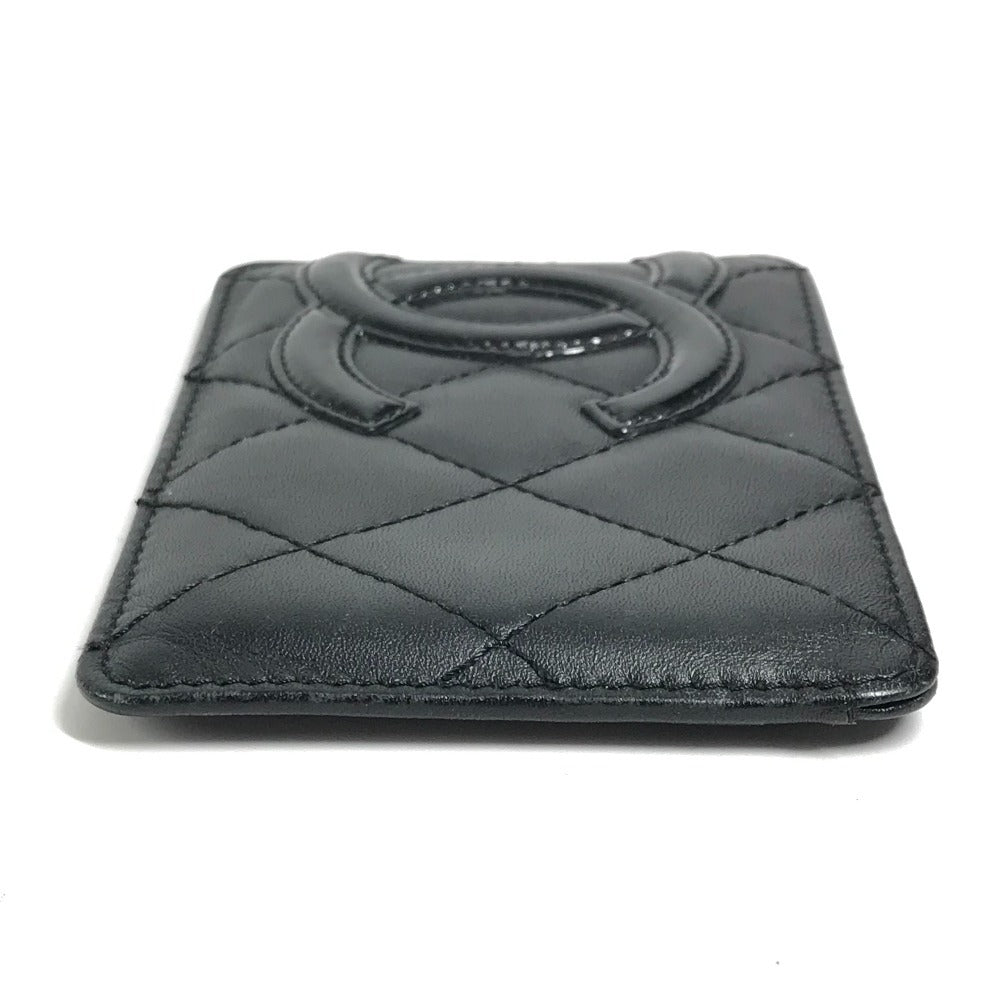 CHANEL A26725 カンボンライン CC ココマーク ロゴ パスケース 名刺入れ カードケース レザー レディース ブラック