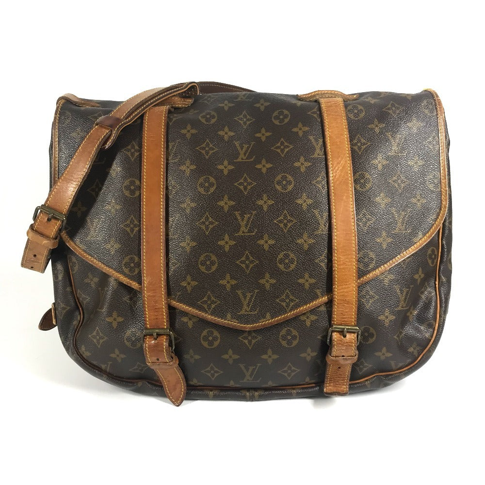 LOUIS VUITTON M42252 Monogram Saumur 43 Crossbody Flap Shoulder Bag in Monogram Canvas, Unisex, Brown
