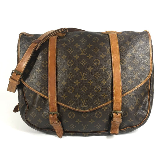 LOUIS VUITTON M42252 Monogram Saumur 43 Crossbody Flap Shoulder Bag in Monogram Canvas, Unisex, Brown