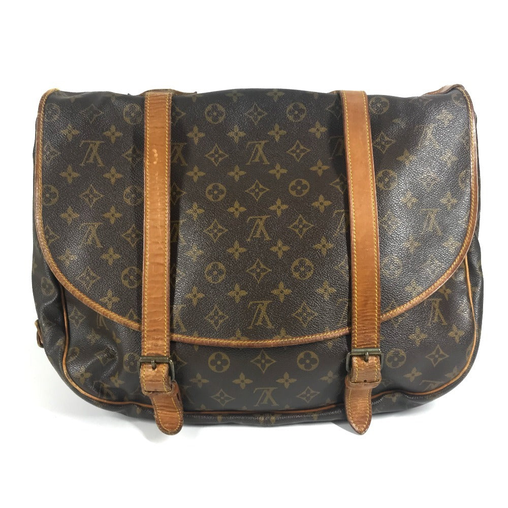 LOUIS VUITTON M42252 Monogram Saumur 43 Crossbody Flap Shoulder Bag in Monogram Canvas, Unisex, Brown