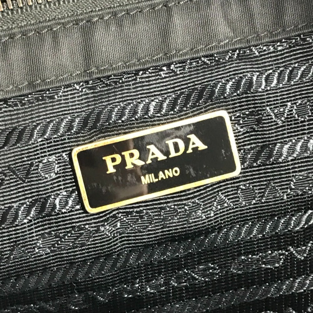 PRADA Cahier Trompe L'oeil Logo Stripe Bag Shoulder Bag Tote Bag Leather/Nylon Unisex Black