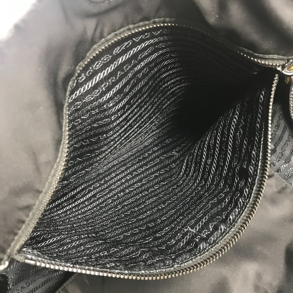 PRADA Cahier Trompe L'oeil Logo Stripe Bag Shoulder Bag Tote Bag Leather/Nylon Unisex Black