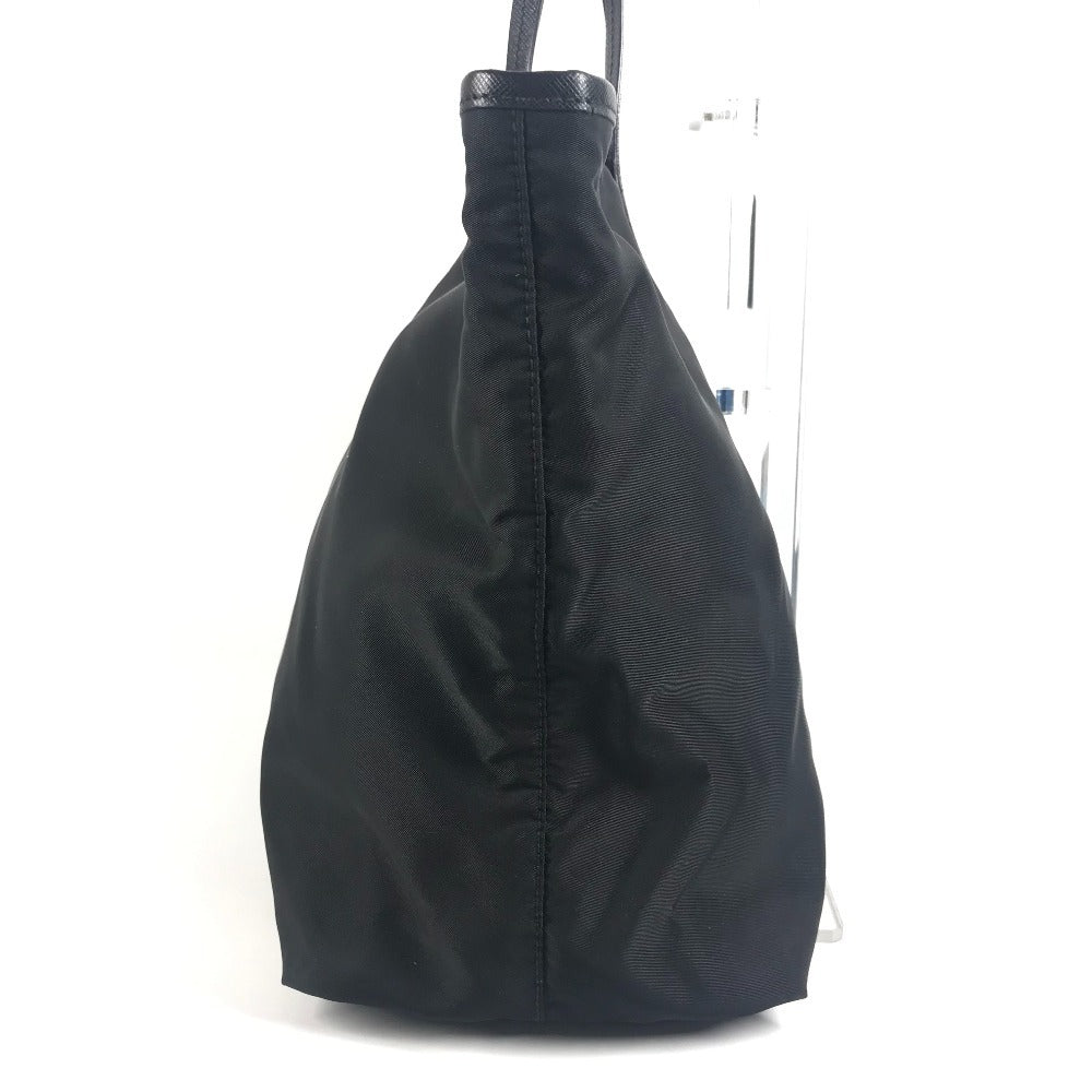 PRADA Cahier Trompe L'oeil Logo Stripe Bag Shoulder Bag Tote Bag Leather/Nylon Unisex Black