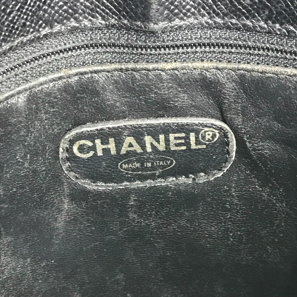 CHANEL ロゴ カバン ショルダーバッグ 肩掛け トートバッグ キャビアスキン レディース ブラック