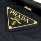 PRADA Big Logo Triangle Logo Plate Bag Metal Handle Tote Bag Flap Handbag Nylon Unisex Navy