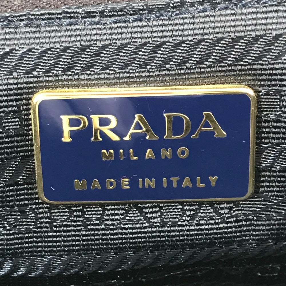 PRADA Big Logo Triangle Logo Plate Bag Metal Handle Tote Bag Flap Handbag Nylon Unisex Navy