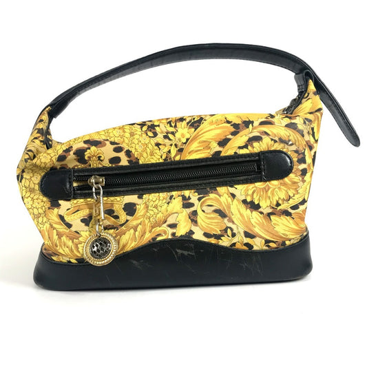 VERSACE ヴィンテージ レオパード 豹 ヒョウ バニティバッグ カバン ポーチ ハンドバッグ PVC/レザー ユニセックス イエロー