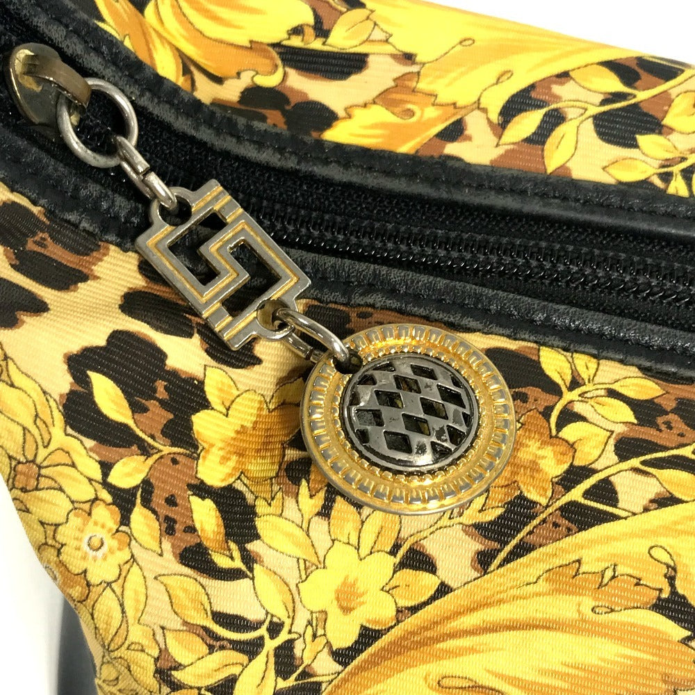 VERSACE ヴィンテージ レオパード 豹 ヒョウ バニティバッグ カバン ポーチ ハンドバッグ PVC/レザー ユニセックス イエロー