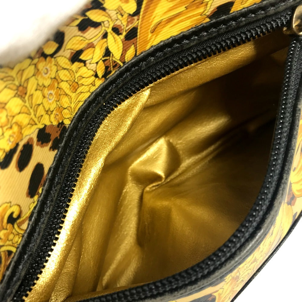 VERSACE ヴィンテージ レオパード 豹 ヒョウ バニティバッグ カバン ポーチ ハンドバッグ PVC/レザー ユニセックス イエロー