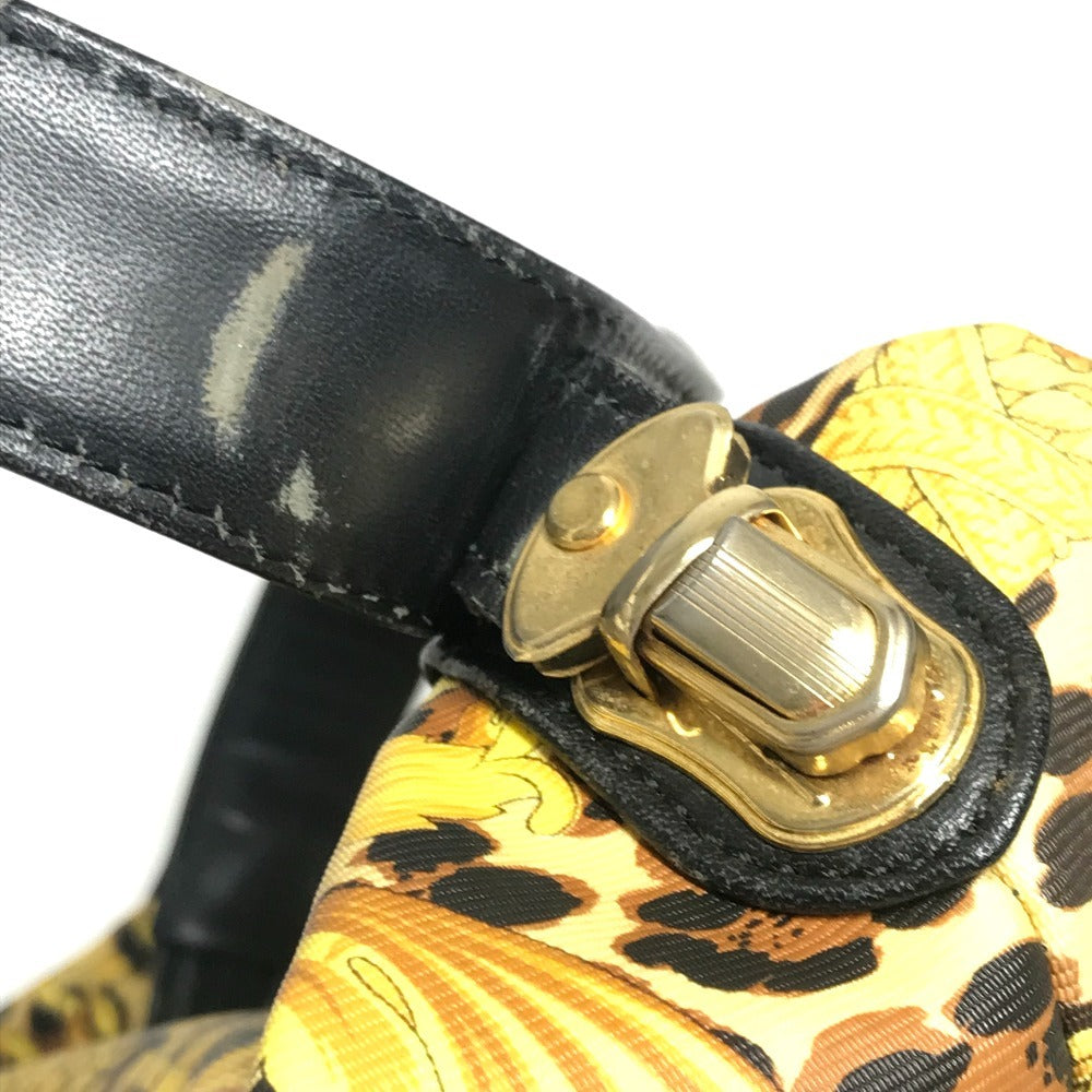 VERSACE ヴィンテージ レオパード 豹 ヒョウ バニティバッグ カバン ポーチ ハンドバッグ PVC/レザー ユニセックス イエロー