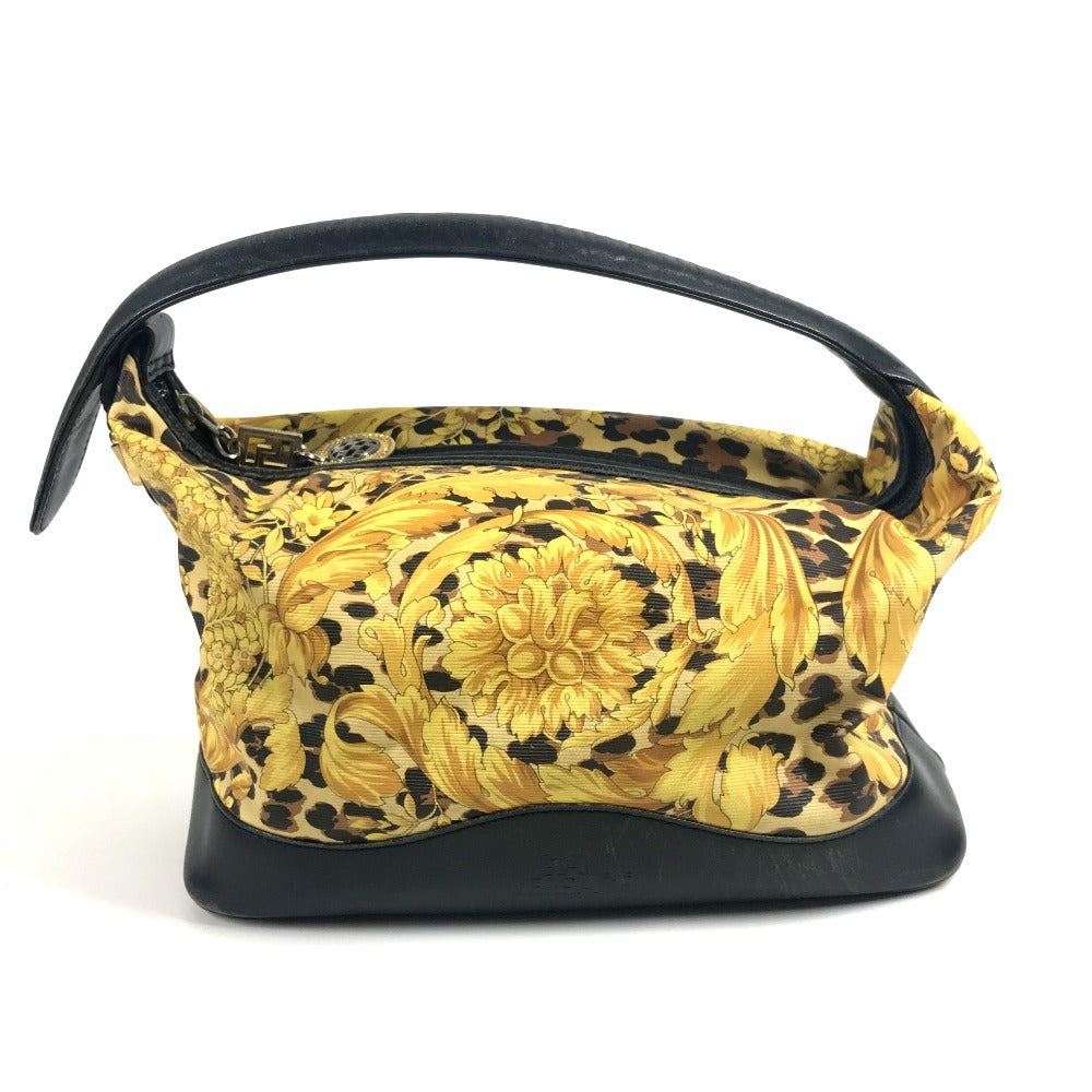 VERSACE ヴィンテージ レオパード 豹 ヒョウ バニティバッグ カバン ポーチ ハンドバッグ PVC/レザー ユニセックス イエロー