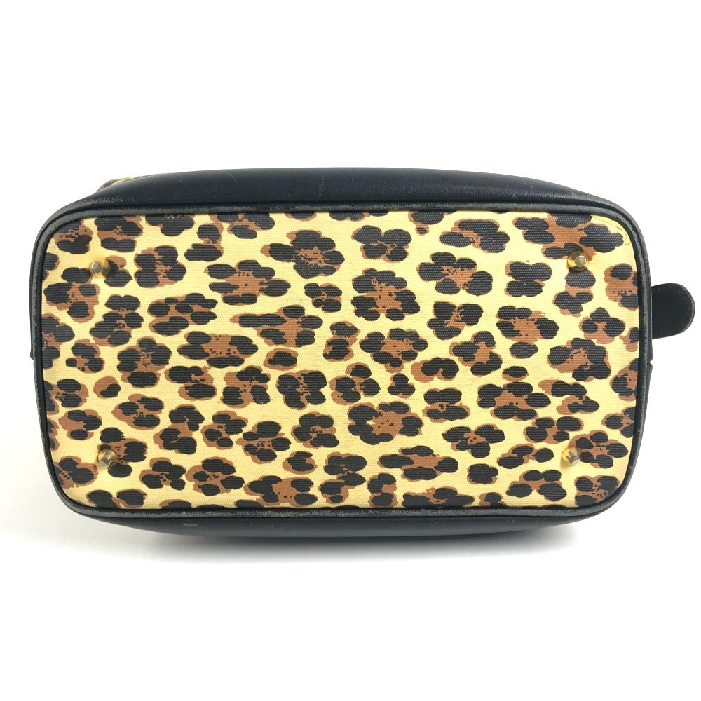 VERSACE ヴィンテージ レオパード 豹 ヒョウ バニティバッグ カバン ポーチ ハンドバッグ PVC/レザー ユニセックス イエロー