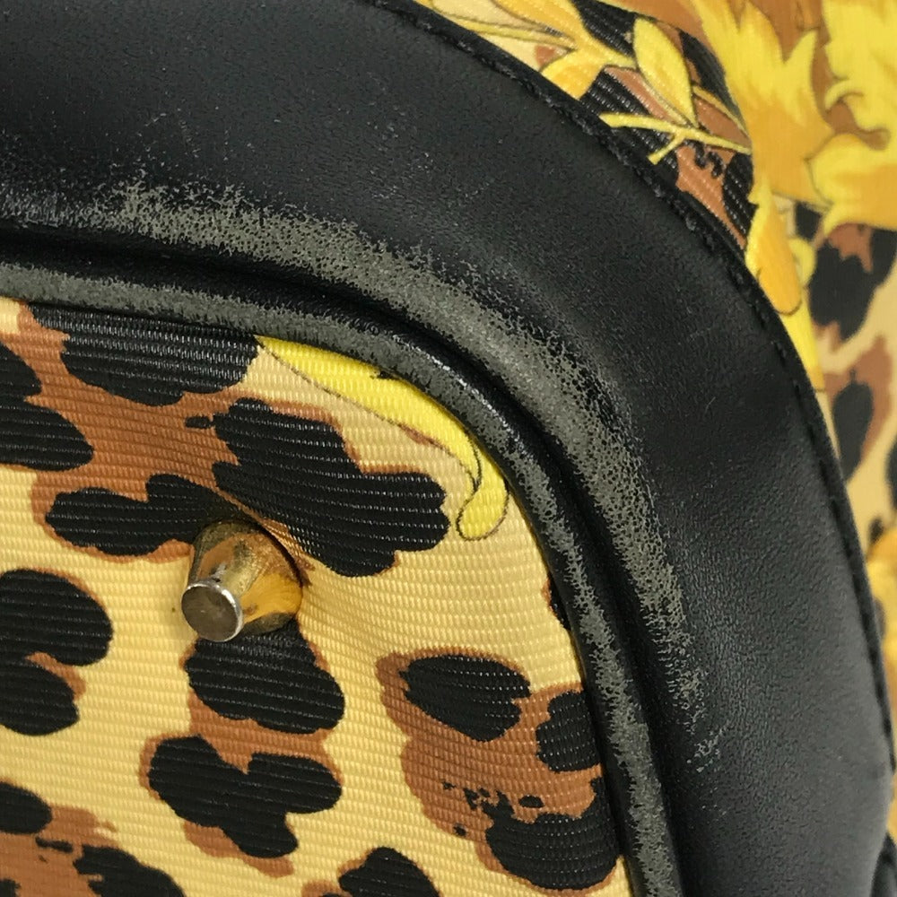 VERSACE ヴィンテージ レオパード 豹 ヒョウ バニティバッグ カバン ポーチ ハンドバッグ PVC/レザー ユニセックス イエロー