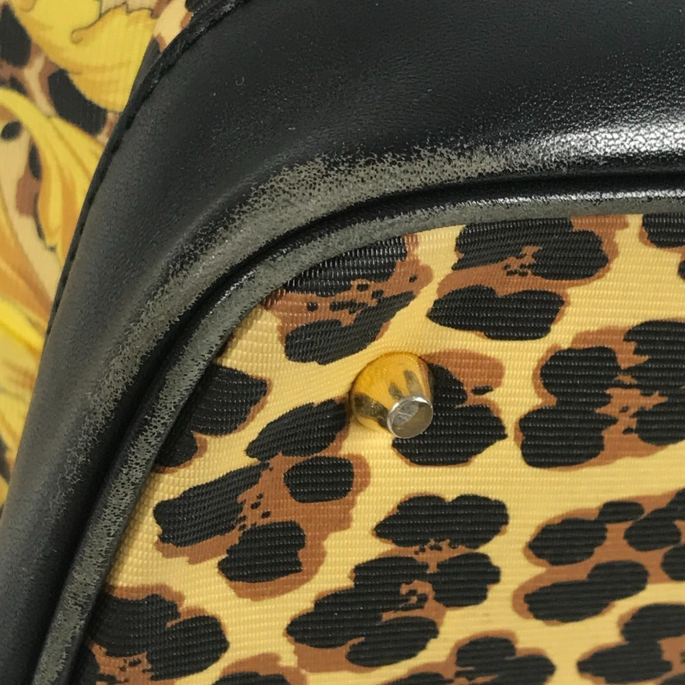 VERSACE ヴィンテージ レオパード 豹 ヒョウ バニティバッグ カバン ポーチ ハンドバッグ PVC/レザー ユニセックス イエロー