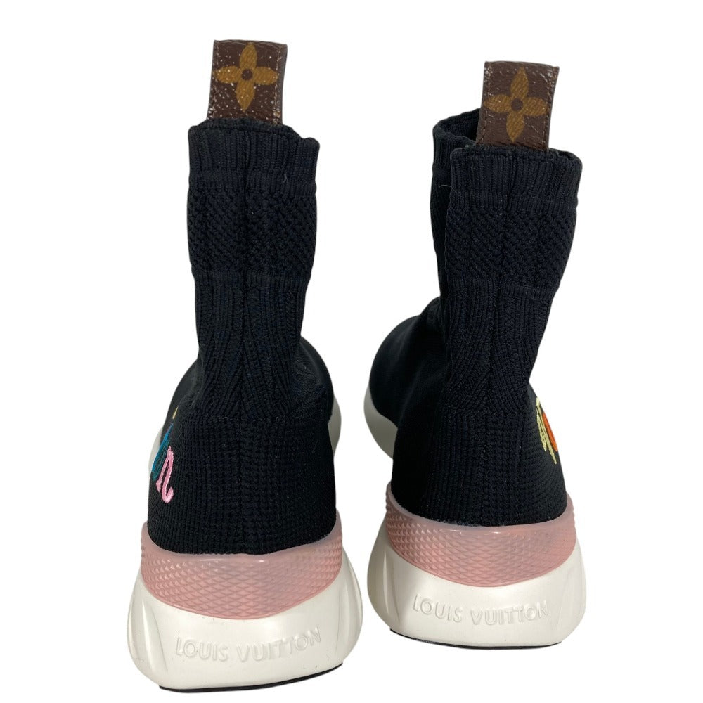 LOUIS VUITTON Aftergame Line Sock Sneakers Rainbow Logo Shoes Sneakers Canvas Women's Black