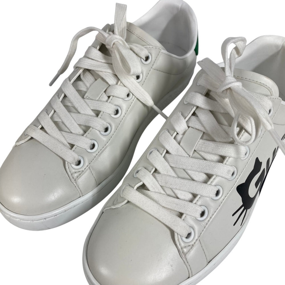 GUCCI 659912 Logo Cat Shoes Sneakers Leather Women's Green