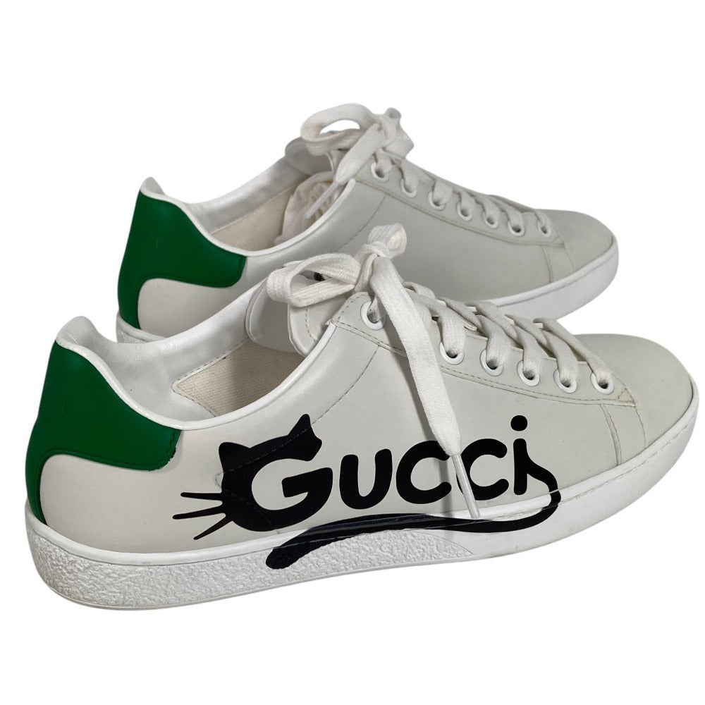 GUCCI 659912 Logo Cat Shoes Sneakers Leather Women's Green