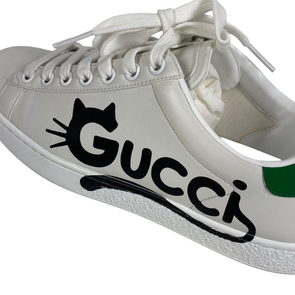 GUCCI 659912 Logo Cat Shoes Sneakers Leather Women's Green