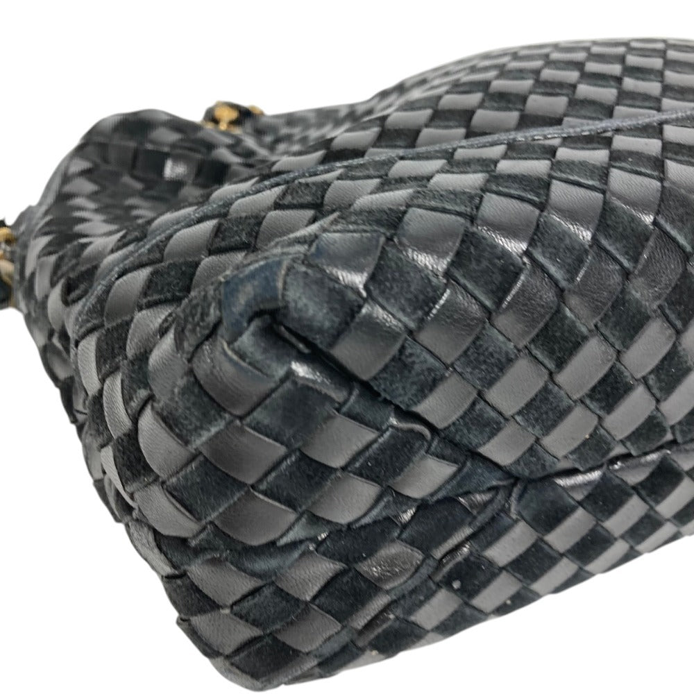 BALLY B Logo Quilted Tassel Fringe Crossbody Bag Pochette Shoulder Bag Leather Unisex Black