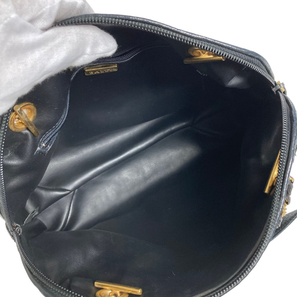 BALLY B Logo Quilted Tassel Fringe Crossbody Bag Pochette Shoulder Bag Leather Unisex Black
