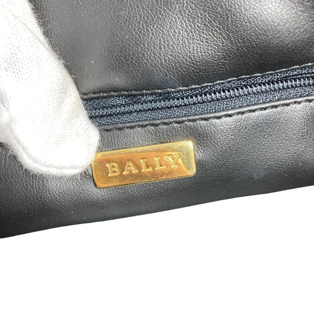 BALLY B Logo Quilted Tassel Fringe Crossbody Bag Pochette Shoulder Bag Leather Unisex Black