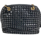 BALLY B Logo Quilted Tassel Fringe Crossbody Bag Pochette Shoulder Bag Leather Unisex Black