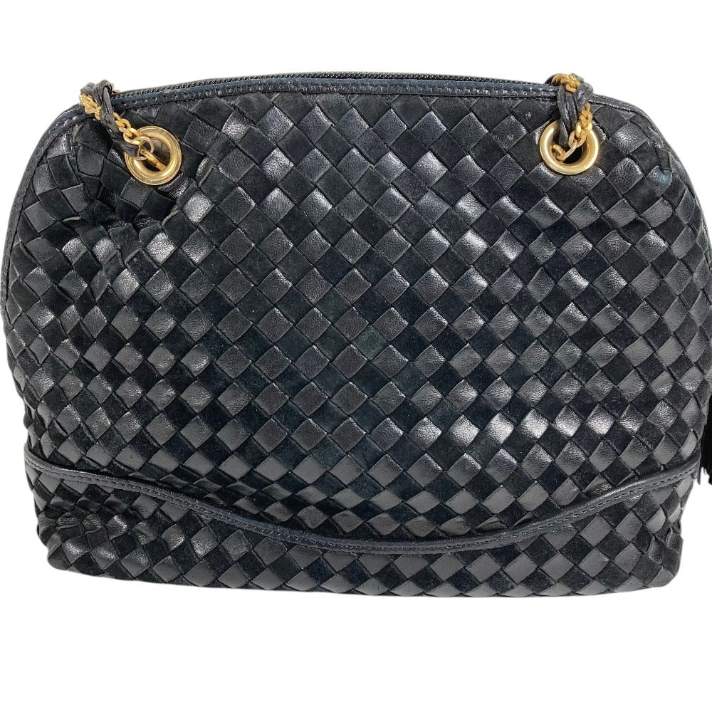 BALLY B Logo Quilted Tassel Fringe Crossbody Bag Pochette Shoulder Bag Leather Unisex Black