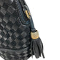 BALLY B Logo Quilted Tassel Fringe Crossbody Bag Pochette Shoulder Bag Leather Unisex Black