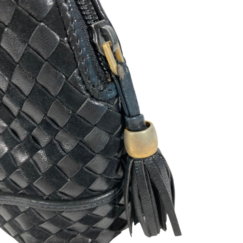 BALLY B Logo Quilted Tassel Fringe Crossbody Bag Pochette Shoulder Bag Leather Unisex Black