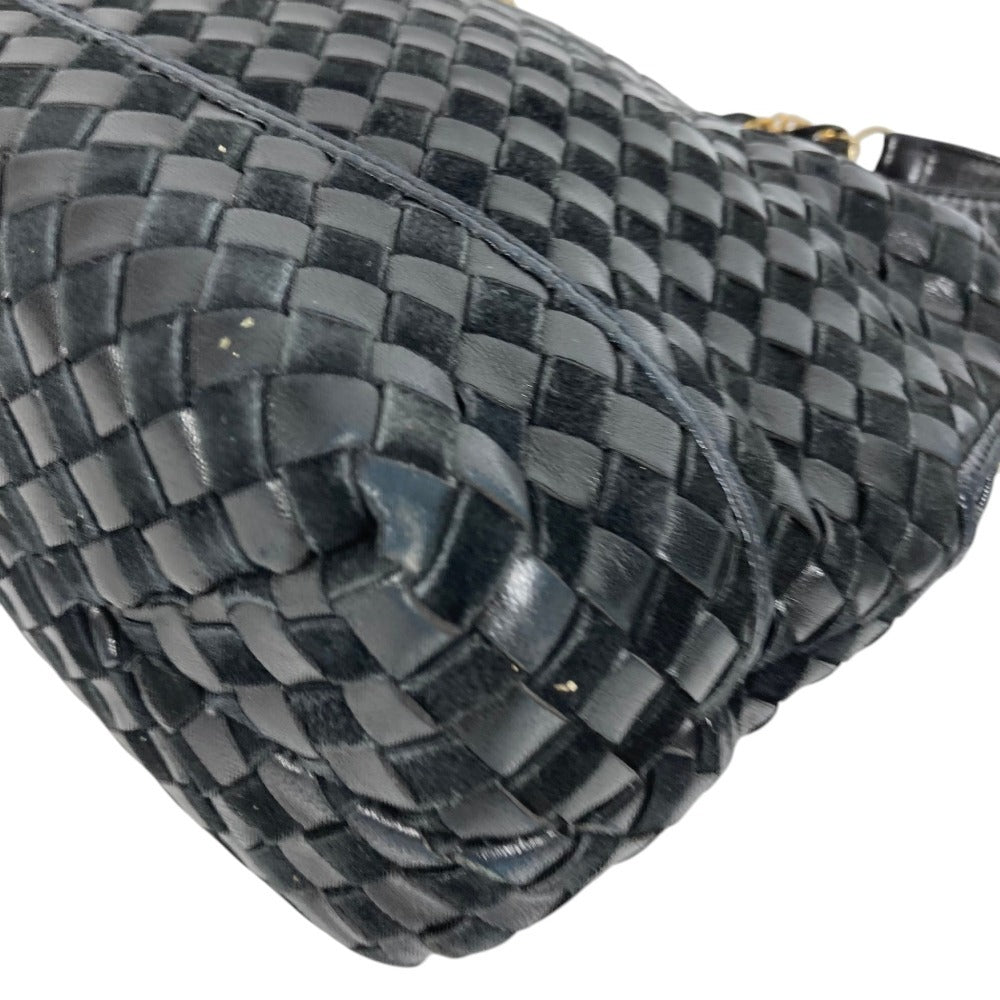 BALLY B Logo Quilted Tassel Fringe Crossbody Bag Pochette Shoulder Bag Leather Unisex Black