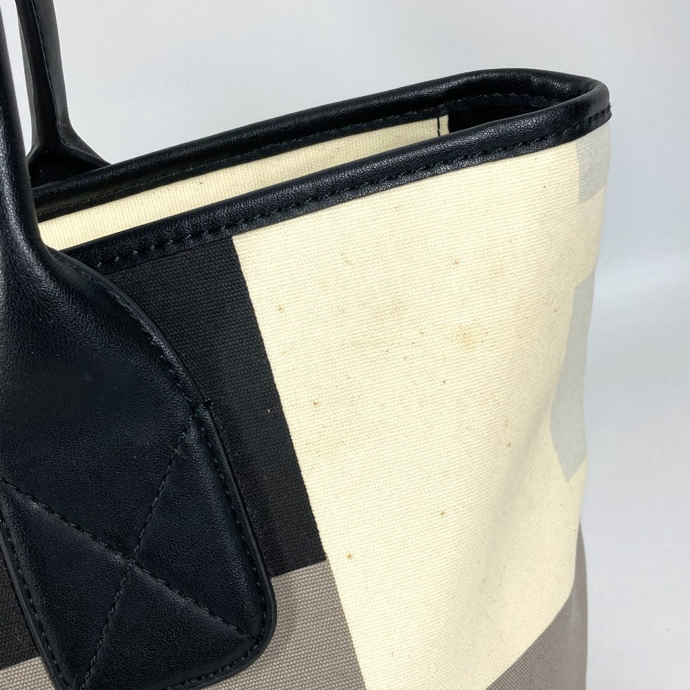 BALLY B Logo Busy B Bag Tote Bag Handbag Leather/Canvas Unisex Black